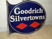 $OLD BF Goodrich Silvertowns Tires Porcelain Flange Sign