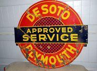 $OLD Desoto Plymouth DBL Sided Porcelain Sign
