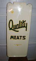 $OLD Coca Cola Pillaster Quality Meats Tin Sign