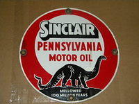 $OLD Sinclair Porcelain Lubester Sign w/ Dino