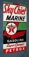Texaco Sky Chief Marine Porcelain Gas Pump Sign $OLD