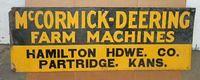 $OLD McCormack Deering Embossed Tin Farm Machines Sign Kansas