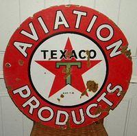 Rare 24 Inch Double Sided Texaco Aviation Products Sign $OLD
