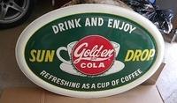 $OLD Sundrop Golden Cola "Refreshing as a cup of coffee" Bubble Sign NICE!