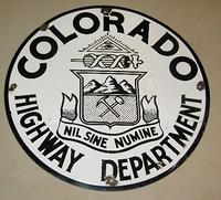 $OLD  Colorado Highway Department Porcelain Truck Door Sign