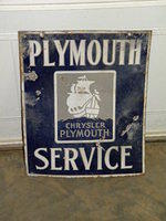 $OLD Plymouth Service Porcelain Sign DSP w/ Ship Graphics