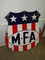 $OLD Diecut MFA Gasoline Porcelain SSP Shield Sign