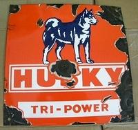 Husky Tri Power Porcelain Pump Sign $OLD
