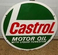 $OLD Castrol Double Sided Tin Station Sign