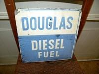 $OLD Douglas Diesel Fuel Tin Pump Plate Sign