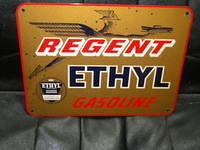 $OLD Regent Ethyl Gasoline Pump Plate Sign w/ Graphics