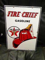 $OLD Texaco Fire Chief Porcelain PPP Pump Sign 18x12