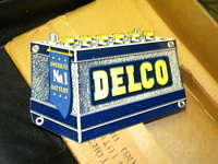 $OLD Delco Diecut Battery (Mini - UNITED MOTORS SERVICE) NOS w/ Box/Hanger