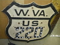 $OLD Rare West Virginia US 220 Fully Embossed Route Shield w/ Reflectors