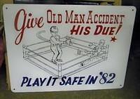 $OLD Sign w/ Boxing Graphics "Play It Safe"