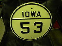 $OLD Iowa State Route 53 Fully Embossed Steel Highway Sign