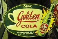 $OLD Golden Cola SundDrop Sign w/ White Coffee Cup Diecut Original