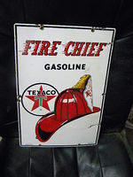 $OLD Fire Cheif Texaco PPP Porcelain Pump Plate Sign