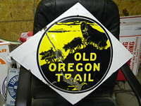 $OLD Old Oregon Trail SSP Porcelain Auto Trail Sign