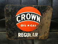 $OLD Crown Gasoline Pump Tin Sign