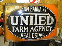 $OLD Rough Old Farm Burea Tin Flange Sign