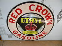 $OLD Red Crown GM Ethyl 30 Inch DSP Porcelain Sign
