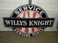 $OLD Willy's Knight Service Parts DS Porcelain Sign
