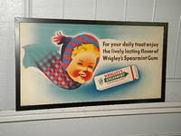 $OLD Wrigley's Gum Cardboard / Trolley Sign w/ Graphics #1