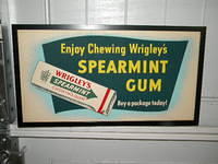 $OLD Wrigley's Spearmint Gum Cardboard / Trolley Sign w/ Graphics #4