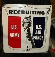 $OLD Air Force Army Porcelain Graphic Recruiter Sign