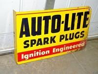 $OLD AutoLite Spark Plug DST Tin Flange Sign