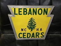 $OLD Oddball Pennsylvania Shield Shaped Lebanon Cedars Sign