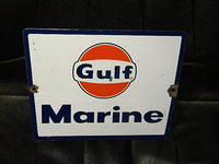 $OLD Gulf Marine Porcelain Pump Plate Sign