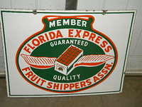 $OLD Florida Express DSP Porcelain Orange Sign w/ Wings