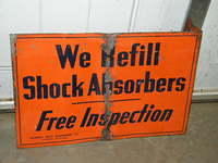 $OLD Monroe Shock Absorbers Early Tin Flange Sign
