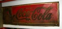 $OLD Coca Cola Tin Sign w/ Shadow Bottles
