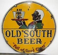 $OLD Old South Beer DSP Porcelain Sign w/ Killer Graphics