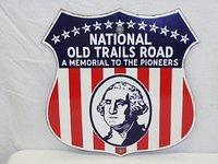 National Old Trails "A Memorial to the Pioneers" Porcelain Highway Shield Sign